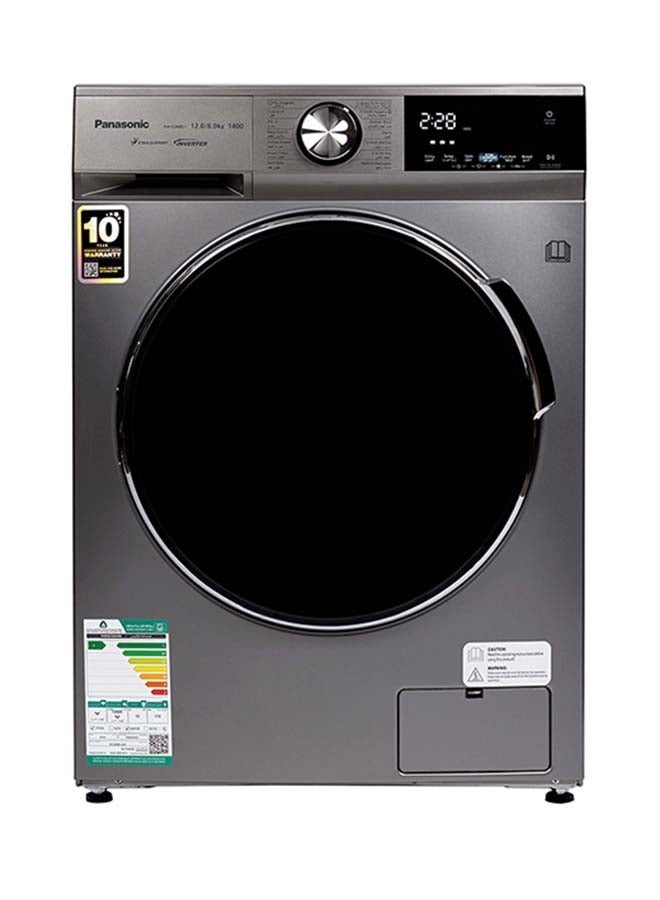 باناسونيك Front Load Washer  Dryer 12/8 Kg Inverter Steam Hygiene Silver 178 kW NA-S24ML1LSA Silver  - Image 1