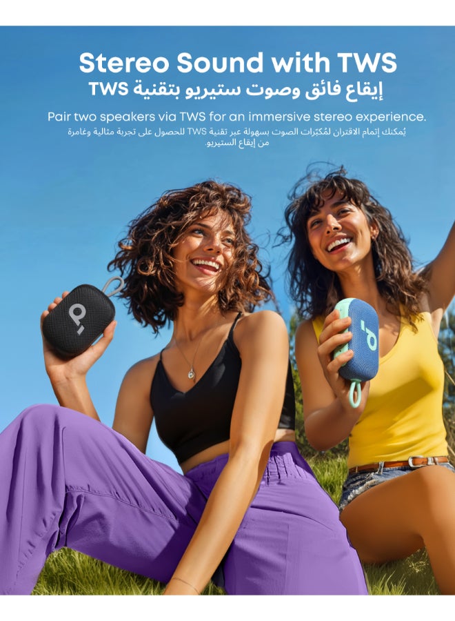 Select 4 Go Ultra Portable Bluetooth Speaker by Anker, 20H Playtime, IP67 Waterproof and Dustproof, Floatable, Customisable Pro EQ, Wireless Stereo Pairing, Ideal for Home, Outdoors, Hiking Black image 7