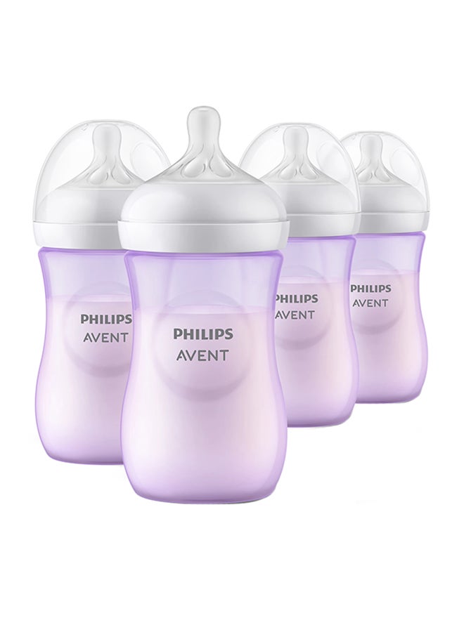 PHILIPS AVENT Natural Baby Bottle With Natural Response, Purple, 260ml, 1m+, 4 Pieces  - Image 1