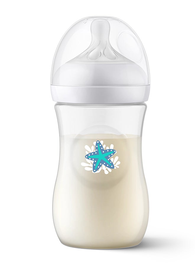 زجاجة رضاعة طبيعية مع استجابة طبيعية، تصميم بحري، 260 مل، 1 شهر فما فوق، 4 قطع - Image 3