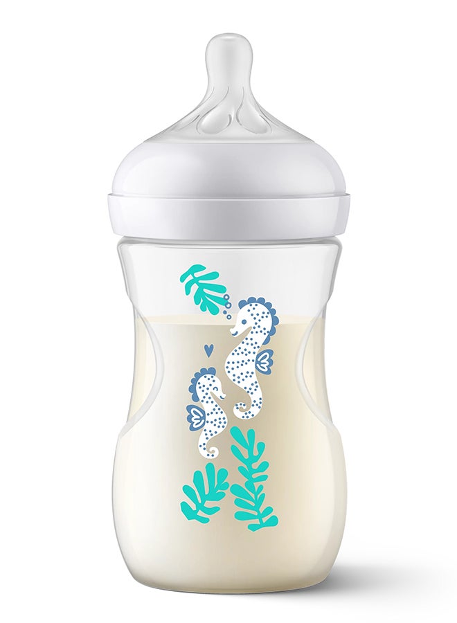 زجاجة رضاعة طبيعية مع استجابة طبيعية، تصميم بحري، 260 مل، 1 شهر فما فوق، 4 قطع - Image 2