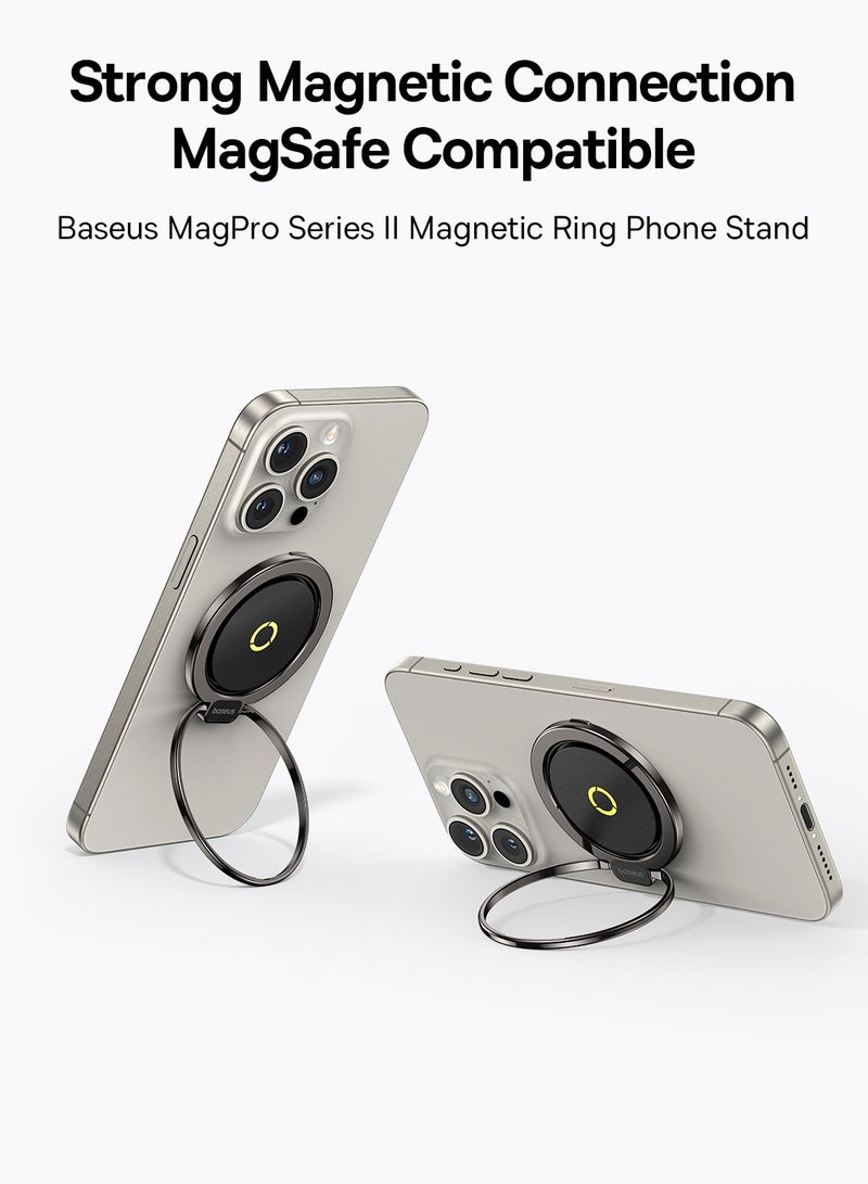بيسوس - Magnetic Phone Ring Holder for MagSafe – Slim Magnet Ring Grip, Adjustable 360-Degree Rotation, Secure Finger Phone Stand, Lightweight & Portable Design, Ideal for Hands-Free Use, Compatible with iPhone 16/15/14/13/12/11 Pro Max/Mini, Perfect MagSafe Accessories for Enhanced Grip Magnetic Ring II- Black - Image 1