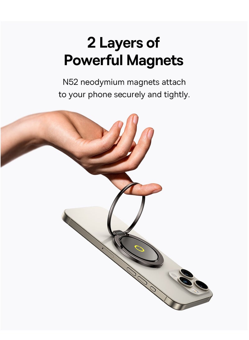 بيسوس - Magnetic Phone Ring Holder for MagSafe – Slim Magnet Ring Grip, Adjustable 360-Degree Rotation, Secure Finger Phone Stand, Lightweight & Portable Design, Ideal for Hands-Free Use, Compatible with iPhone 16/15/14/13/12/11 Pro Max/Mini, Perfect MagSafe Accessories for Enhanced Grip Magnetic Ring II- Black - Image 1