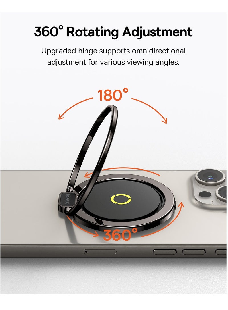 بيسوس - Magnetic Phone Ring Holder for MagSafe – Slim Magnet Ring Grip, Adjustable 360-Degree Rotation, Secure Finger Phone Stand, Lightweight & Portable Design, Ideal for Hands-Free Use, Compatible with iPhone 16/15/14/13/12/11 Pro Max/Mini, Perfect MagSafe Accessories for Enhanced Grip Magnetic Ring II- Black - Image 1