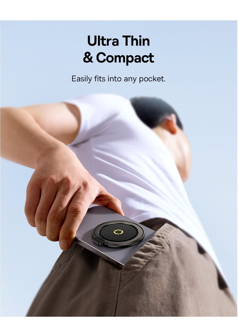 بيسوس - Magnetic Phone Ring Holder for MagSafe – Slim Magnet Ring Grip, Adjustable 360-Degree Rotation, Secure Finger Phone Stand, Lightweight & Portable Design, Ideal for Hands-Free Use, Compatible with iPhone 16/15/14/13/12/11 Pro Max/Mini, Perfect MagSafe Accessories for Enhanced Grip Magnetic Ring II- Black - Image 1