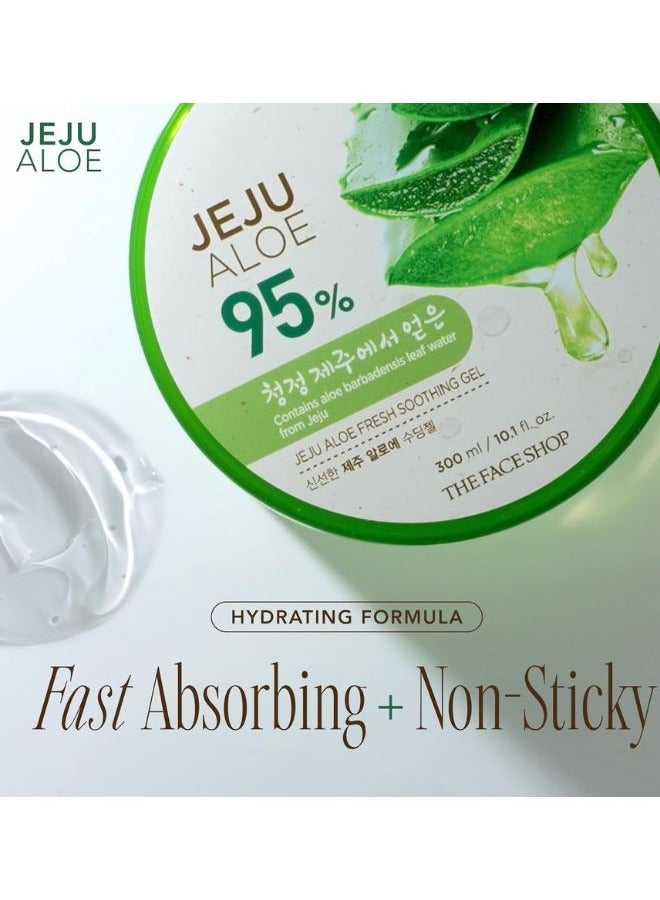 THE FACE SHOP Jeju Aloe 95% Fresh Soothing Gel Tub 300ml - Image 4