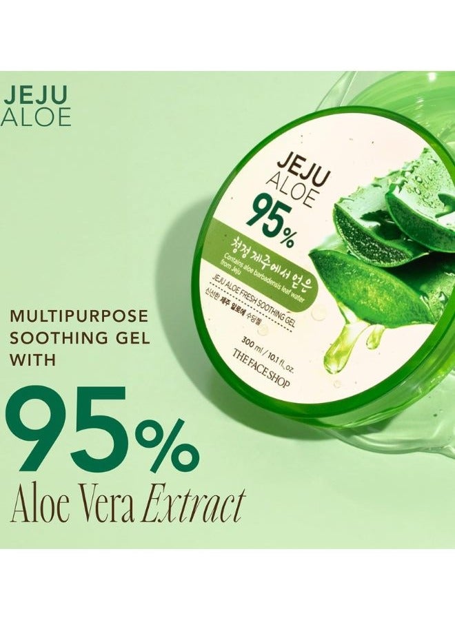 THE FACE SHOP Jeju Aloe 95% Fresh Soothing Gel Tub 300ml - Image 5