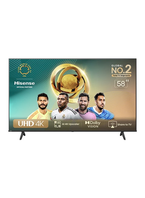 58 Inch 4K AI Upscale UHD Smart TV | 60Hz | Precision Colour | Dolby Vision | Game Mode PLUS | VIDAA Smart TV | Voice Control | 58A6N Black