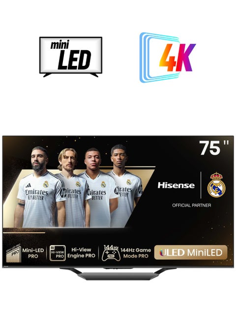 75 Inch Class U7 Series Mini-LED ULED 4K UHD | VIDAA OS TV | QLED | Native 144Hz | Motion Rate 480 | Full Array | Game Mode Pro | (2024 Model) - 75U7N Black