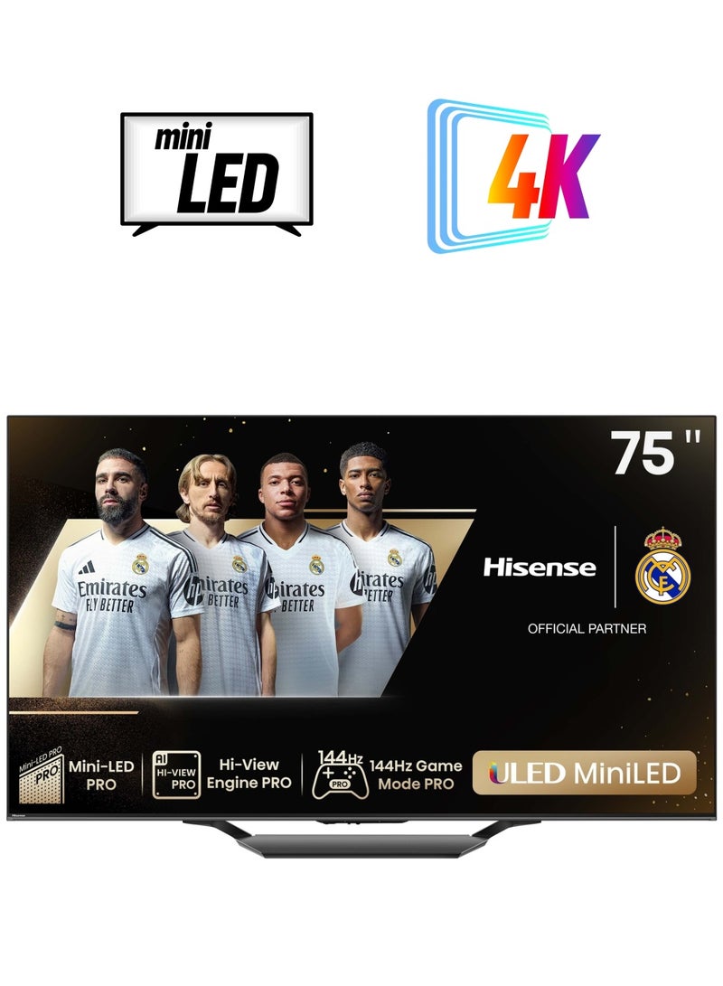هايسنس 75 Inch Class U7 Series Mini-LED ULED 4K UHD | VIDAA OS TV | QLED | Native 144Hz | Motion Rate 480 | Full Array | Game Mode Pro | (2024 Model) - 75U7N Black  - Image 1
