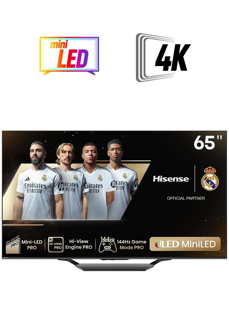 Hisense 65 Inches ULED 4K Smart TV | Mini-LED | QLED | 144Hz | Dolby Vision | HDR 10+ | Dolby Atmos | Full Array Local Dimming | 2.1 Ch Sound | Google TV - 65U7N Black  - Image 1