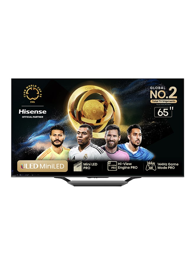 Hisense 65 Inches ULED 4K Smart TV | Mini-LED | QLED | 144Hz | Dolby Vision | HDR 10+ | Dolby Atmos | Full Array Local Dimming | 2.1 Ch Sound | Google TV - 65U7N Black  - Image 1