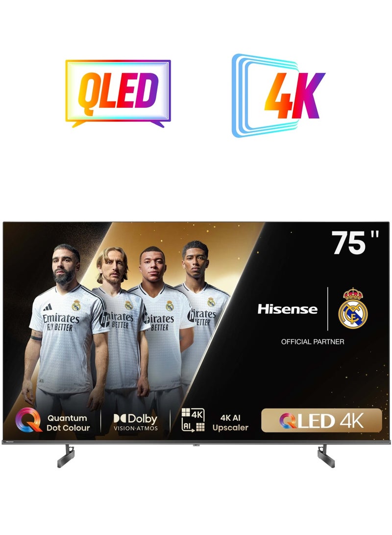 Hisense 75 Inch 4K QLED Smart TV | Quantum Dot Colour | VIDAA Sysytem | 120 HZ | Dolby Atmos | Smooth Motion | AI Picture | Voice Control | Smart Home Ready | (2024 Model) - 75Q6N Black  - Image 1