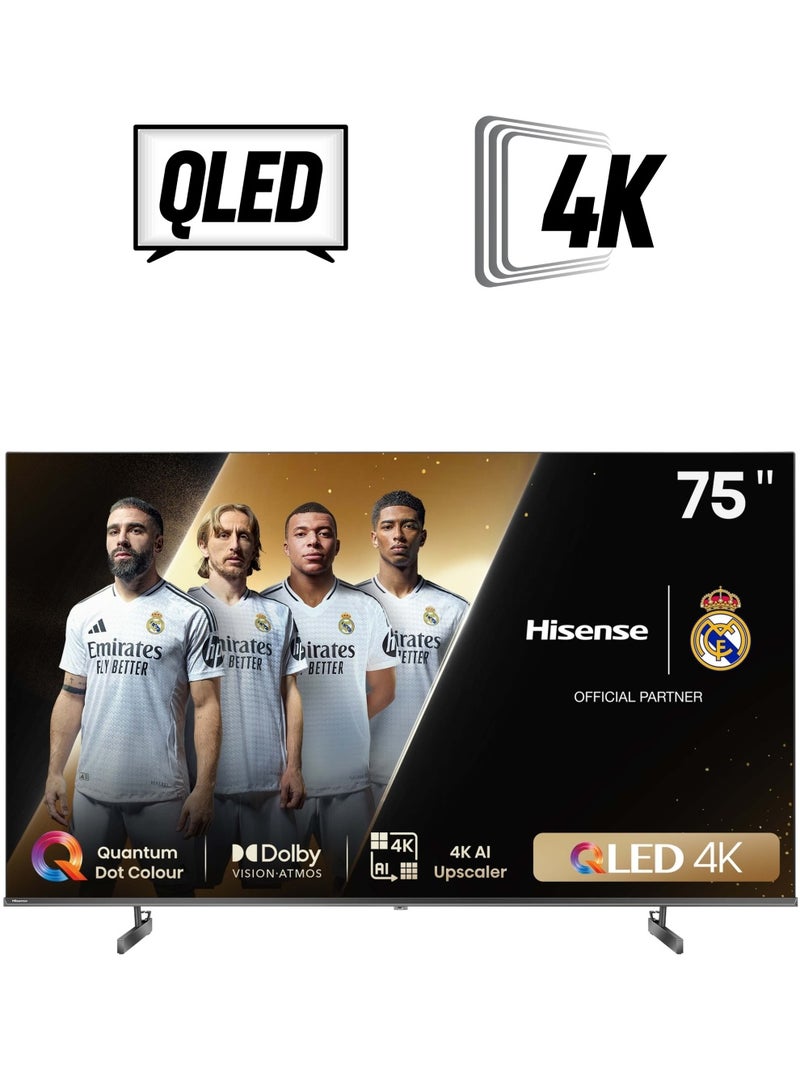هايسنس 75 Inch 4K QLED Smart TV | Quantum Dot Colour | VIDAA Sysytem | 120 HZ | Dolby Atmos | Smooth Motion | AI Picture | Voice Control | Smart Home Ready | (2024 Model) - 75Q6N Black  - Image 1
