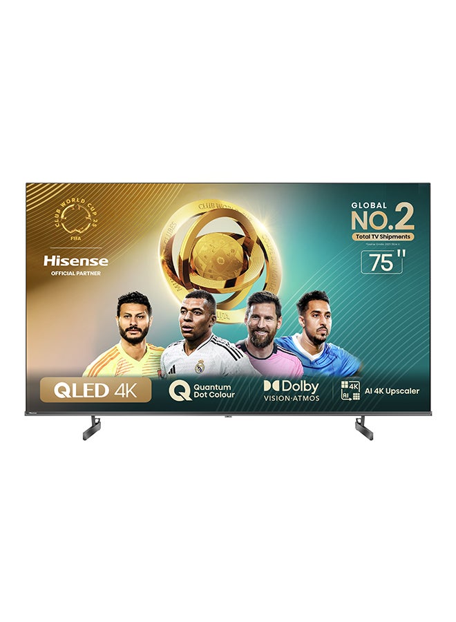 Hisense 75 Inch 4K QLED Smart TV | Quantum Dot Colour | VIDAA Sysytem | 120 HZ | Dolby Atmos | Smooth Motion | AI Picture | Voice Control | Smart Home Ready | (2024 Model) - 75Q6N Black  - Image 1