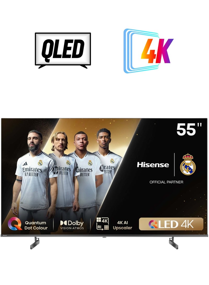 هايسنس - 55 Inch 4K QLED Smart TV | Quantum Dot Colour | VIDAA System | Dolby Atmos | Smooth Motion | AI Picture | Voice Control | Smart Home Ready | (2024) Model - 55Q6N Black - Image 1