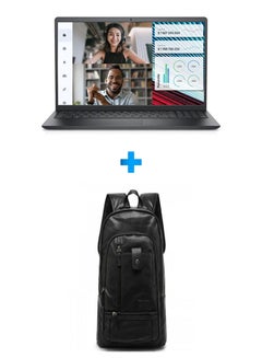 DELL Vostro 3520-1 Laptop With 15.6 Inch FHD /Core I5-1235U /4 GB Ram /256 GB SSD /Intel UHD/ Free Dos /English Black With Casual Leather Laptop Backpack Black English Black  - Image 1