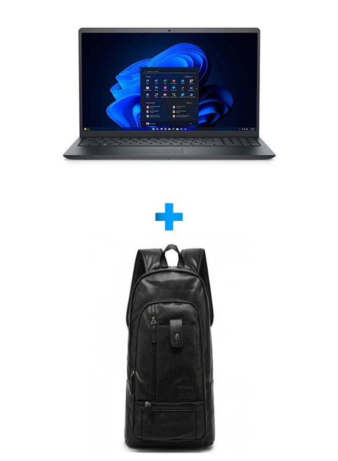 DELL Vostro 3520 Laptop With 15.6 Inch FHD /Core I3-1215U/ 8 GB Ram /512 GB SSD/ 2 GB Intel UHD 600 /Free Dos /English/Arabic Carbon Black With Casual Leather Laptop Backpack Black English/Arabic Carbon Black  - Image 1