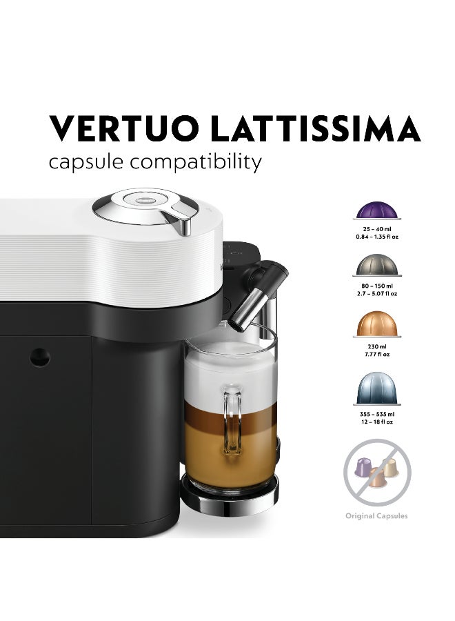 Nespresso Vertuo Lattissima GDV5 Capsule Coffee Machine, Automatic Milk System for Cappuccino And Latte, Brews 7 Cup Sizes for Black Coffee, 1.6 L 1500 W GDV5-GB-WH-NE White - Image 4