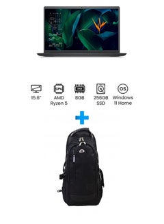 ديل Vostro 3515 Laptop With 15.6 Inch FHD/ 8 GB Ram /256 GB SSD /Amd Radeon/ Windows 11 Home /English/Arabic Grey With HP Laptop Bags 1418 Backpack Black English/Arabic Grey  - Image 1