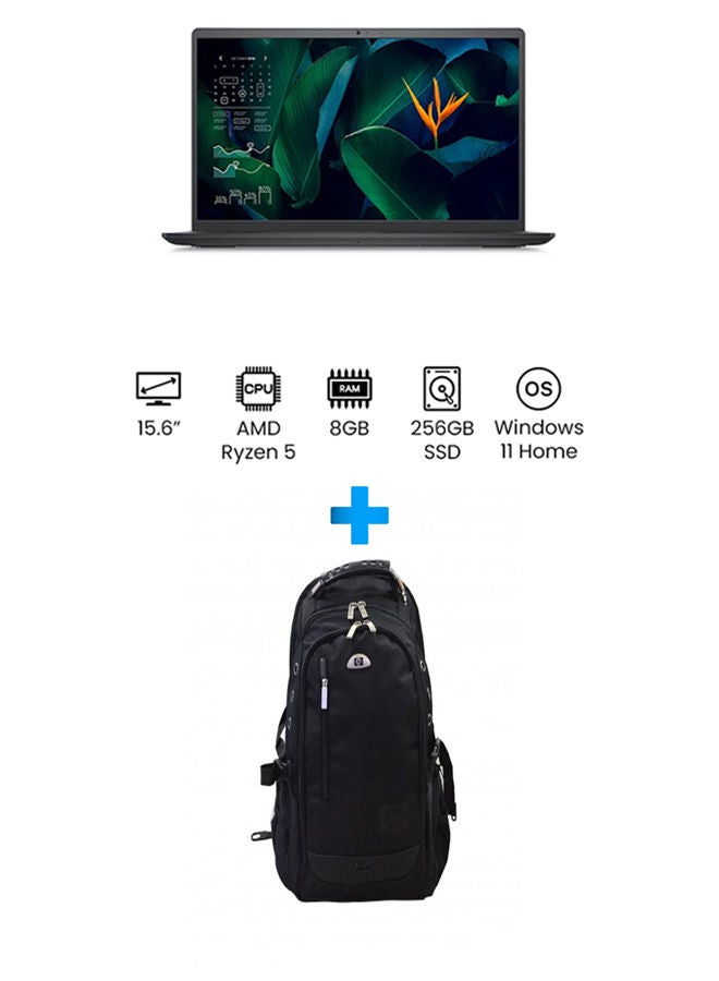 DELL Vostro 3515 Laptop With 15.6 Inch FHD/ 8 GB Ram /256 GB SSD /Amd Radeon/ Windows 11 Home /English/Arabic Grey With HP Laptop Bags 1418 Backpack Black English/Arabic Grey  - Image 1