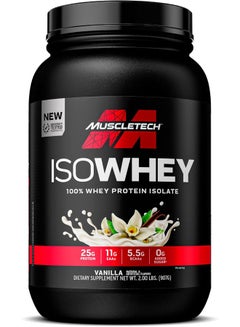 ماسل تيك Isowhey 100% Whey Protein Isolate Dietary Supplement 2 Lbs 907 G In Vanilla Flavor  - Image 1