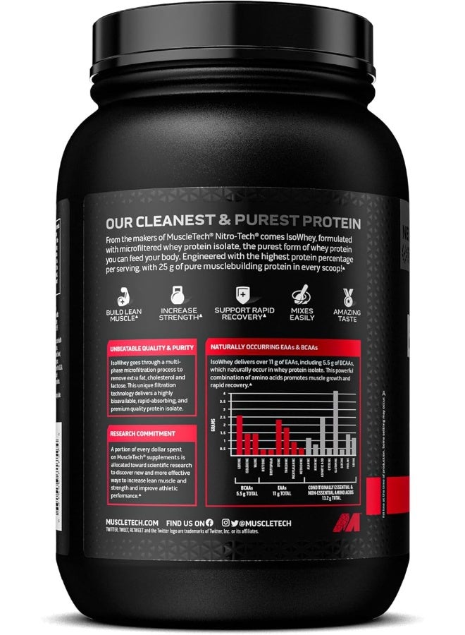 MuscleTech Isowhey 100% Whey Protein Isolate Dietary Supplement 2 Lbs 907 G In Vanilla Flavor  - Image 2