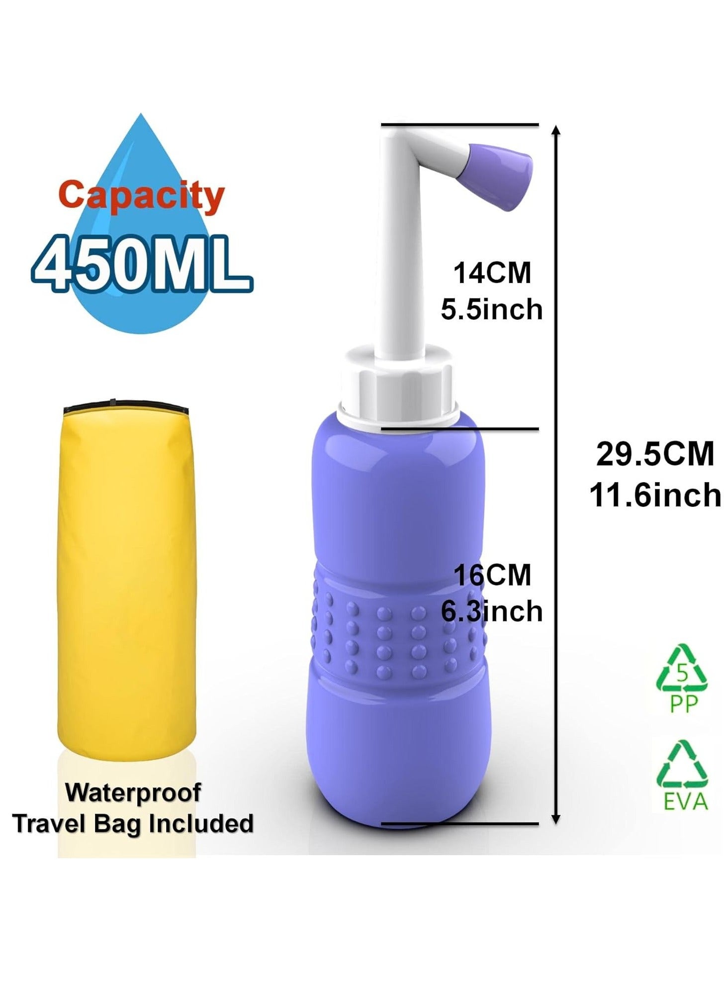 هوم كير Home Care Portable Travel Bidet Cleaner Wiper Hand Personal Bidet Sprayer for Toilet, Cleansing Bottle for Men,Women-450ML,Blue 