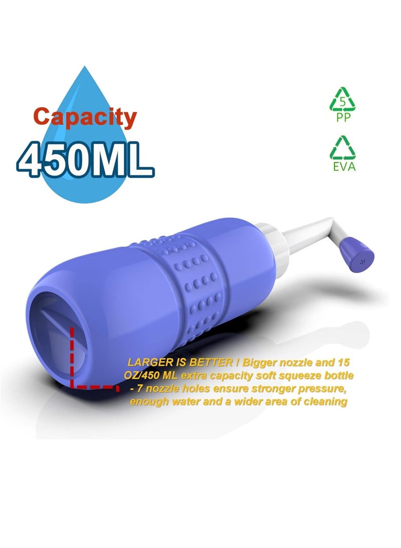 هوم كير - Home Care Portable Travel Bidet Cleaner Wiper Hand Personal Bidet Sprayer for Toilet, Cleansing Bottle for Men,Women-450ML,Blue - Image 1