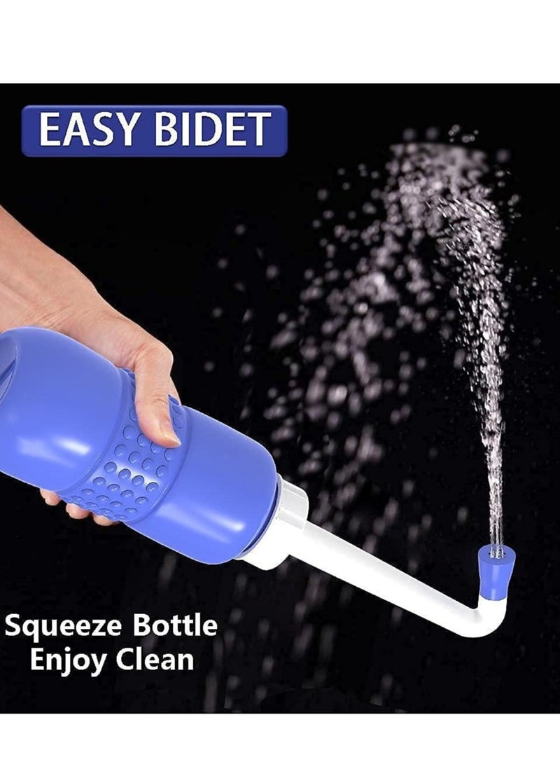 هوم كير - Home Care Portable Travel Bidet Cleaner Wiper Hand Personal Bidet Sprayer for Toilet, Cleansing Bottle for Men,Women-450ML,Blue - Image 1