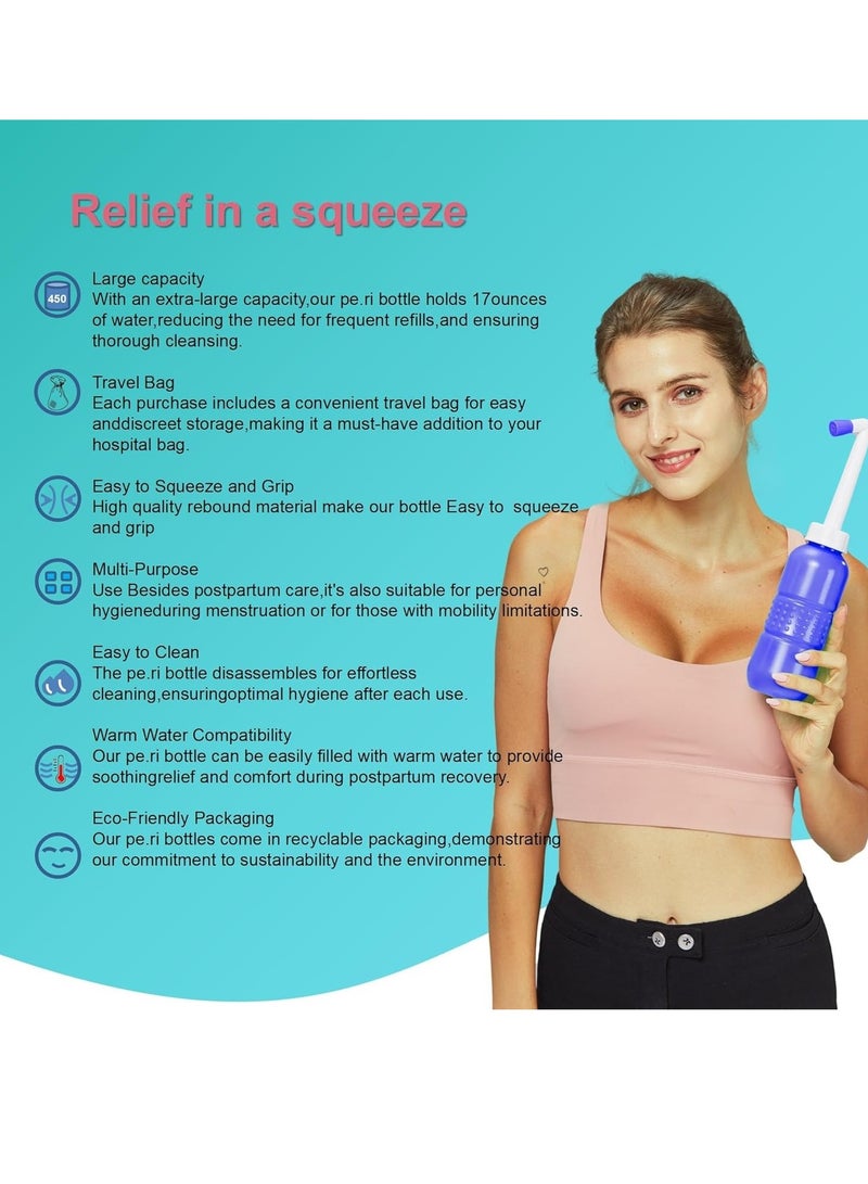 هوم كير - Home Care Portable Travel Bidet Cleaner Wiper Hand Personal Bidet Sprayer for Toilet, Cleansing Bottle for Men,Women-450ML,Blue - Image 1