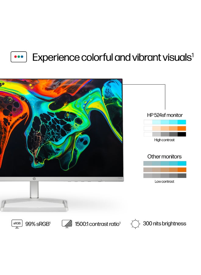 HP - Series 5 524SF Monitor, 23.8″ FHD IPS Display, 100Hz Refresh Rate, 5ms (GtG with Overdrive) Response Time, Tilt Adjustable, 16.7m Color Support, Anti-glare; HP Eye Ease, Black Black - Image 1