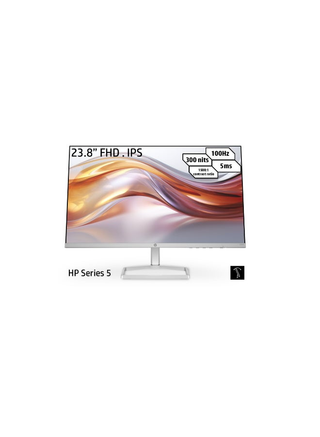 HP Series 5 524SF Monitor, 23.8″ FHD IPS Display, 100Hz Refresh Rate, 5ms (GtG with Overdrive) Response Time, Tilt Adjustable, 16.7m Color Support, Anti-glare; HP Eye Ease, Black Black  - Image 1