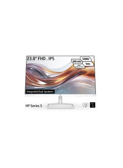 HP Series 5 524SA 23.8" FHD Monitor with Speakers, IPS Display, 100Hz Refresh Rate, 5ms (GtG with Overdrive), Tilt Adjustable, Micro Edge On 3 Sides, 16.7m Colors, White  - Image 1