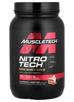 ماسل تيك Nitro Tech 100% Whey Gold Ultra-Pure Whey Formula Strawberry Shortcake 2Lbs  - Image 1