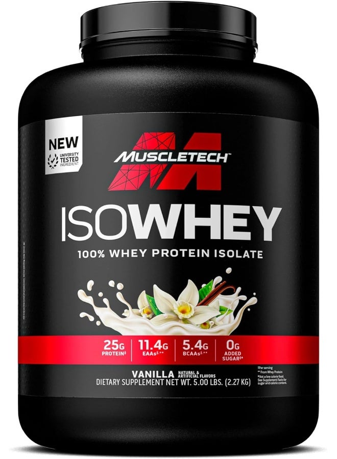 MuscleTech Isowhey 100% Whey Protein Isolate Dietary Supplement In Vanilla Flavor 5 Lbs 227 Kg  - Image 1