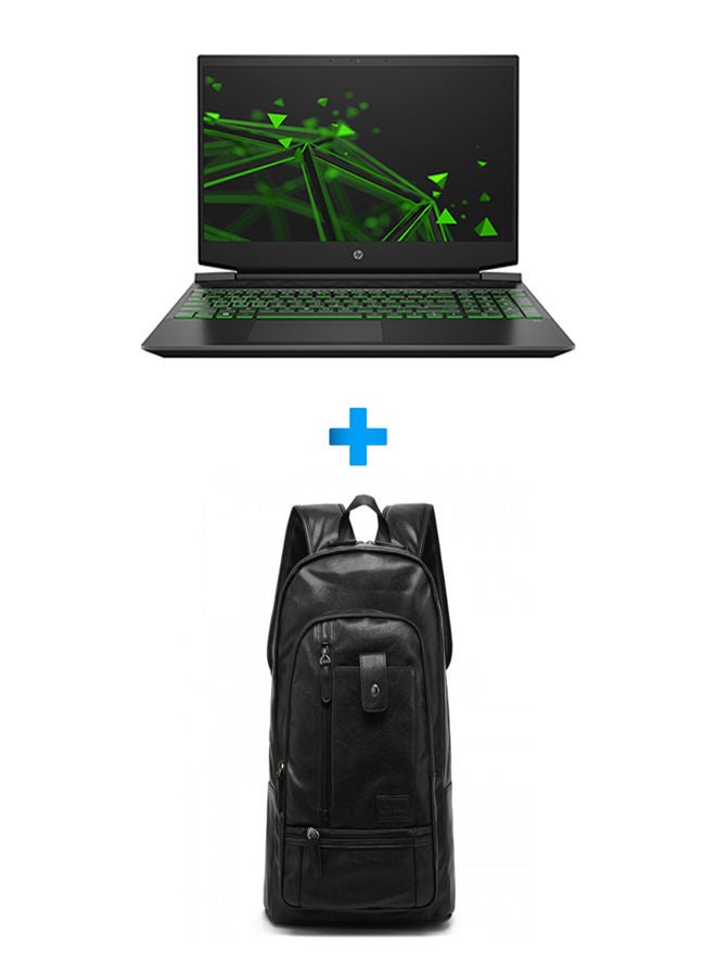 HP - Pavilion 15-dk2087ne Laptop With 15.6 Inch FHD /Core I5-11300H /16 GB Ram /1256 GB SSD+HDD (Hybrid) /4 GB Geforce Gtx 1650 (G5) /Free Dos /English/Arabic Black With Casual Leather Laptop Backpack Black English/Arabic Black - Image 1