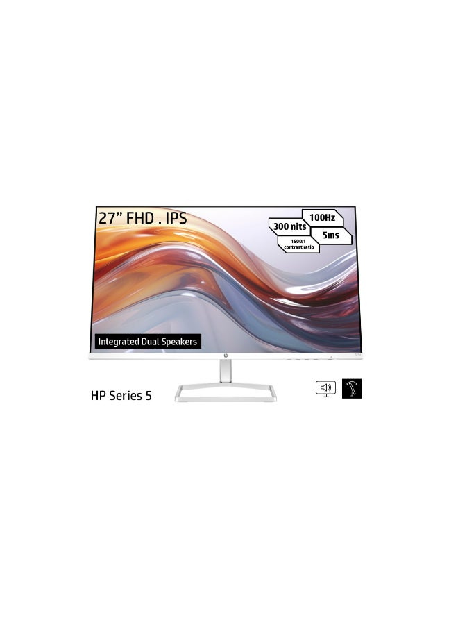 Series 5 527SA Monitor, 27" FHD IPS Display, 100Hz Refresh Rate, 5ms (GtG W/ Overdrive) Response Time, 2x 2W Speaker, Tilt Adjustable, 3-Sided Micro-Edge Bezel White - pnsku/N70119126V/45/_/1731499129/2bcb85ee-7ed3-4811-b9a7-cdd5b1942b47