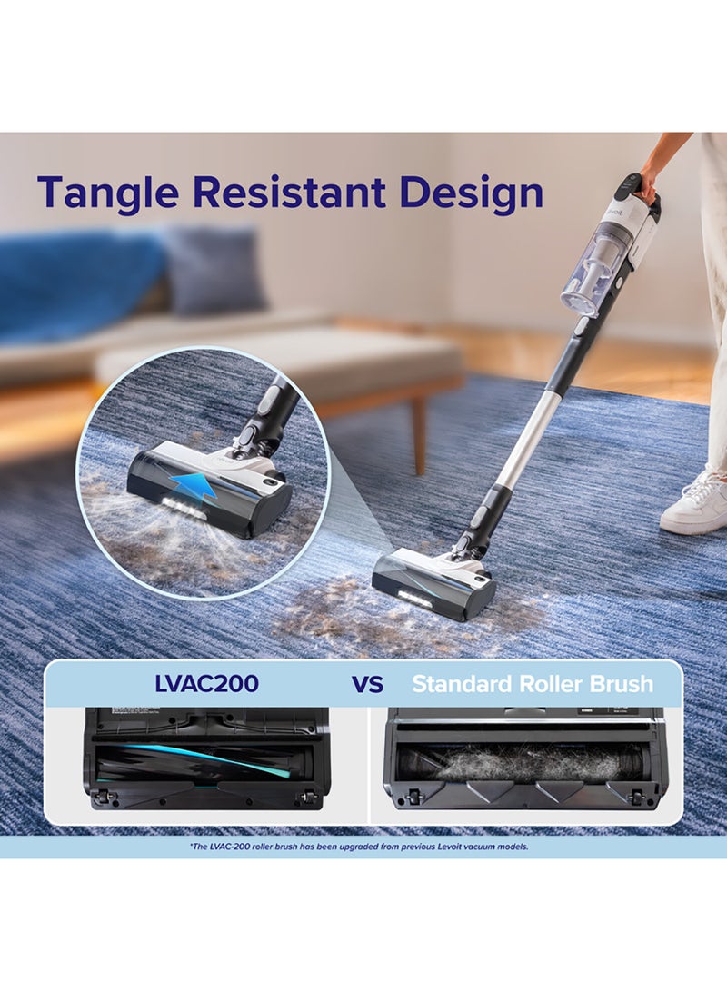 LEVOIT LVAC-200 Cordless Vacuum Cleaner with Anti Hair Wrap, Pet Hair Nozzle, Up to 50 Mins, 4 in 1 Vacuum Cleaner with over 99.9% Filtration Performance 180 W LVAC-200 White/Black  - Image 2
