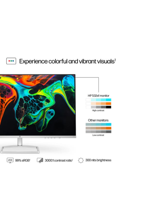 HP - Series 5 532SF Monitor, 32" FHD VA Display, 100Hz Refresh Rate, 7ms (GtG with Overdrive) Response Time, Tilt Adjustable, 16.7m Color Support, 94F50AS Black/Silver - Image 1