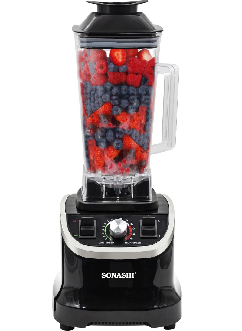 سوناشي - 2-in-1 High-Speed Blender with 2L Unbreakable Jar | 15 Speeds with Pulse Control & Overheat Protection | Grinding/Blending/Ice Crushing | Blender for Shakes, Smoothies, Nuts and Ice 1000W SB-197 2 L 1000 W SB-197 Black - Image 1