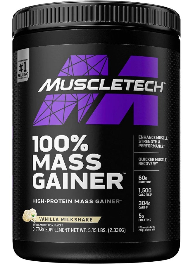 MuscleTech 100% Mass Gainer Protein Powder Vanilla Milkshake 515 Lbs - Image 1
