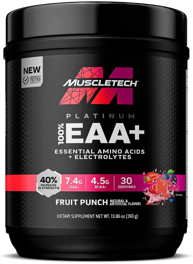 MuscleTech Platinum 100% Eaa+ Essential Amino Acid And Electrolyte For Protein Synthesis And Recovery Fruit Punch Flavor  - Image 1