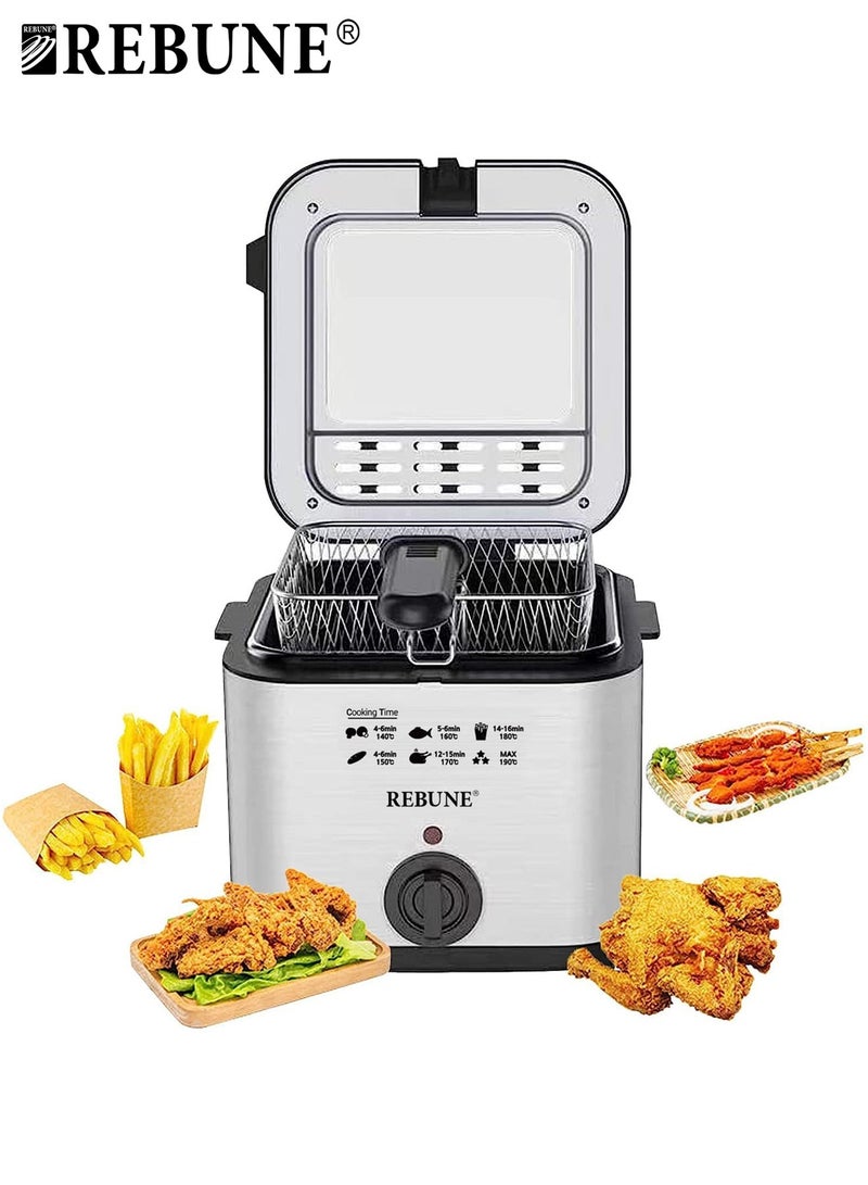 ريبون 1800W Electric Deep Fryer 2.5L Tank Deep Fat Fryer 2.5 L 1800 W RE-11-048 Silver/Black  - Image 1
