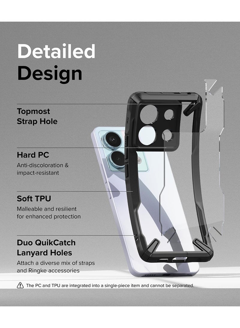 Ringke Fusion-X [Precise Cutouts for Camera Lenses] Compatible with Xiaomi Redmi Note 13 Pro 5G Case and Designed for Poco X6 5G Case, Clear Hard Back Shockproof Protective Cover Black - Image 5