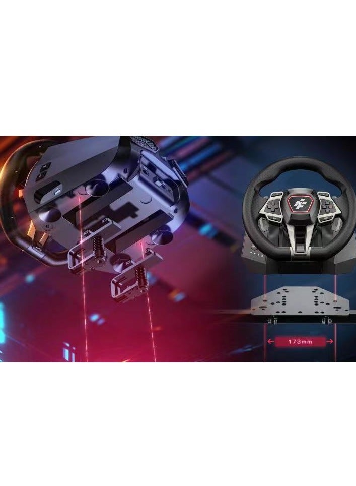 FLASHFIRE - F107 IMOLA Racing Wheel with Force Feedback, 6-Speed Shifter, 900° Rotation, Hall-Effect Sensor, Vibration Motors, Pedals & F5 PS5 Converter - Compatible with PS5, PS4, Xbox One/X/S, Switch, PC - Red/Black - Image 1