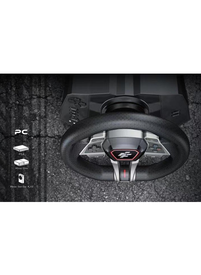 FLASHFIRE - F107 IMOLA Racing Wheel with Force Feedback, 6-Speed Shifter, 900° Rotation, Hall-Effect Sensor, Vibration Motors, Pedals & F5 PS5 Converter - Compatible with PS5, PS4, Xbox One/X/S, Switch, PC - Red/Black - Image 1