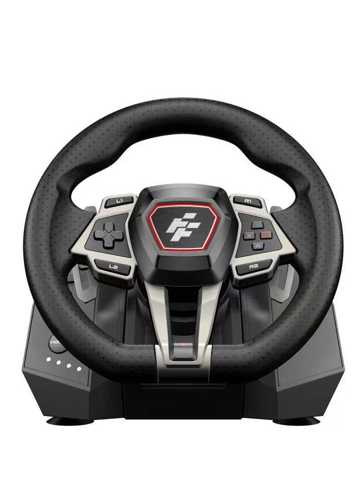 FLASHFIRE - F107 IMOLA Racing Wheel with Force Feedback, 6-Speed Shifter, 900° Rotation, Hall-Effect Sensor, Vibration Motors, Pedals & F5 PS5 Converter - Compatible with PS5, PS4, Xbox One/X/S, Switch, PC - Red/Black - Image 1