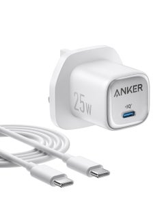 Anker 25W USB C Plug, Supports PPS Fast Charging for Samsung Galaxy S24/Z Fold/Z Flip/Tab, iPhone (5 ft USB C Cable Included) White  - Image 1