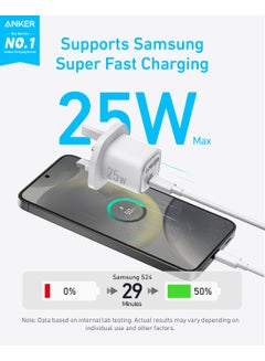Anker 25W USB C Plug, Supports PPS Fast Charging for Samsung Galaxy S24/Z Fold/Z Flip/Tab, iPhone (5 ft USB C Cable Included) White  - Image 2